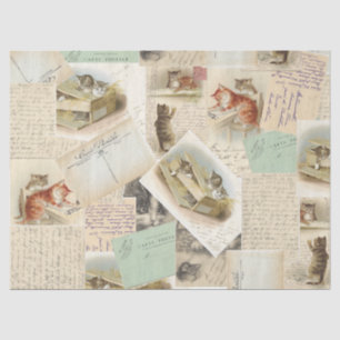 Papel anticuado de postal para gato francés vintag