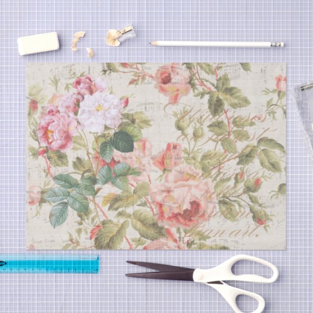 Papel anticuado de Rosa y tinta rosada (Artesanía)