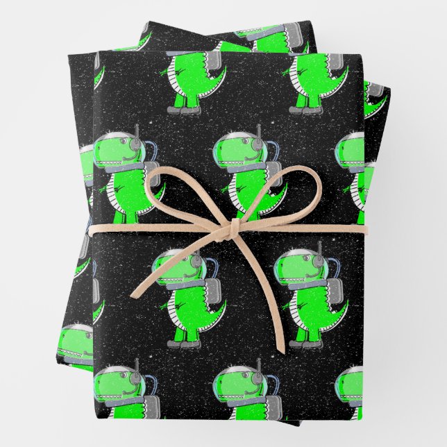 Papel antiguo astronauta T-Rex dinosaurio (In situ)