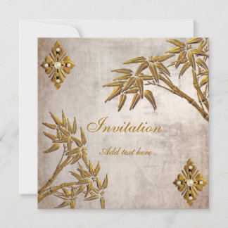 Papel antiguo de oro asiático de invitación