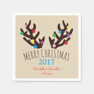 Papel Antillas de renos festivos, servilleta de Navidade
