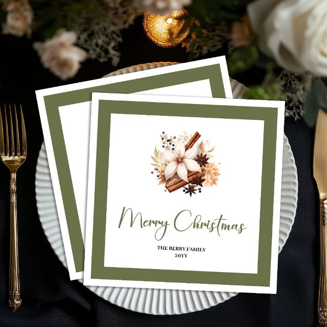 Papel Árbol de Navidad con tono tierra cálido Servilleta (Warm Earth Tone Christmas Tree Personalized Napkins)