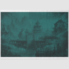 Papel azul del Mural de diseño asiático