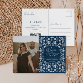 Papel azul Foto Guardar postal de fecha