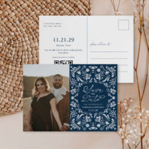 Papel azul Foto Guardar postal de fecha