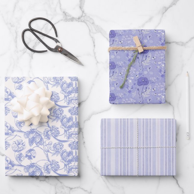 Papel azul francés de envolvimiento de hojas plana (Anverso)