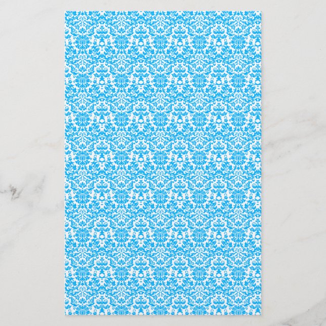Papel azul y blanco del arte del damasco (Anverso)