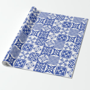Papel azulejo azul tema portugués