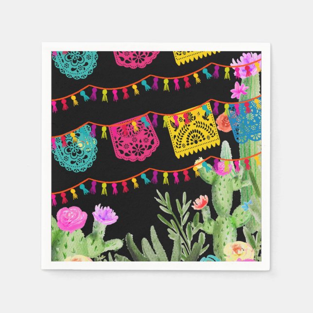 Papel Banderines de Fiesta Mexicana Servilleta de Cactus (Anverso)