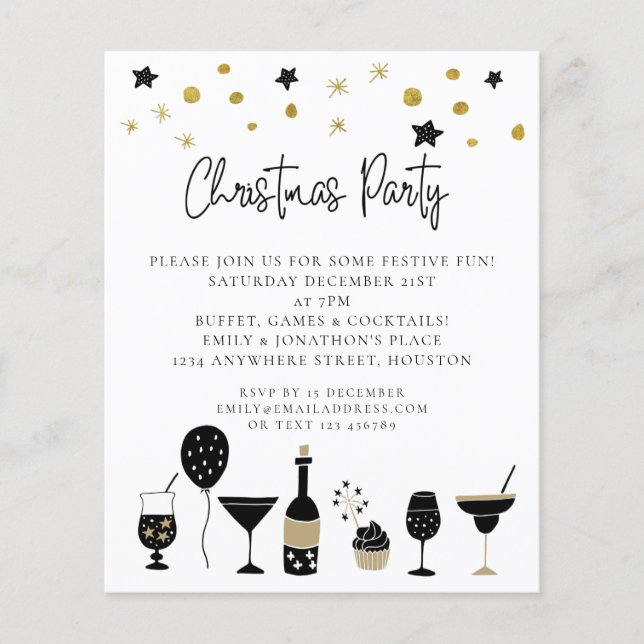 PAPEL | Bebidas Invitación del Fiesta de Navidades (Frente)