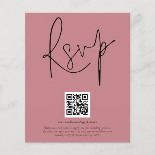 PAPEL   Boda de código QR Script Dusty Rosa RSVP