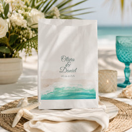 Papel Boda de playa con bolsa de regalo de arena turques