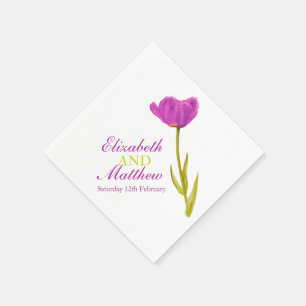 Papel Boda de un solo tulipé morado llamado servilleta d