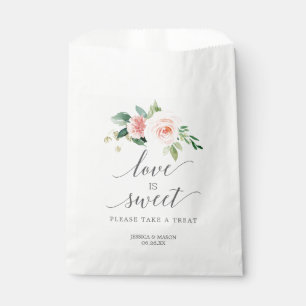 Papel Boda Favor Bolsa Amor es Dulce Flores de Blushing