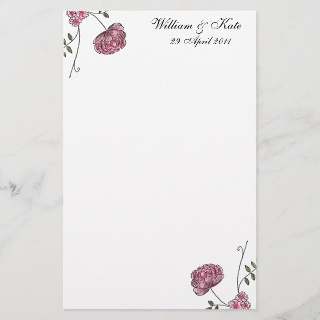 Papel boda floral personalizado (Anverso)