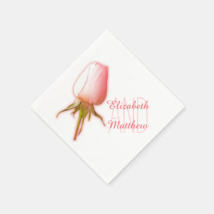 Papel Boda rosa blanco rosa simple llamada servilleta de