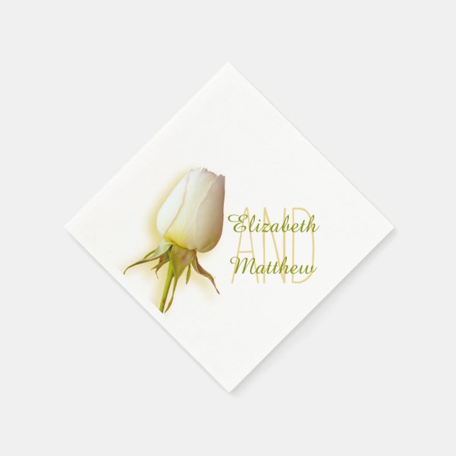 Papel Boda rosa blanco simple llamada servilleta de pape (Borde)