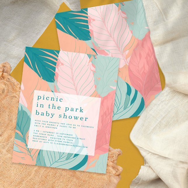 PAPEL | Boho Coral Verde azulado deja a Picnic Bab (Subido por el creador)