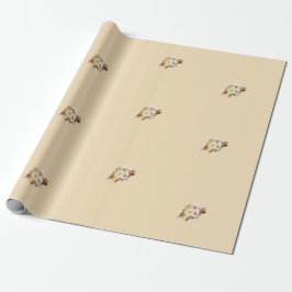 Papel Boho Floral de envolvimiento Beige