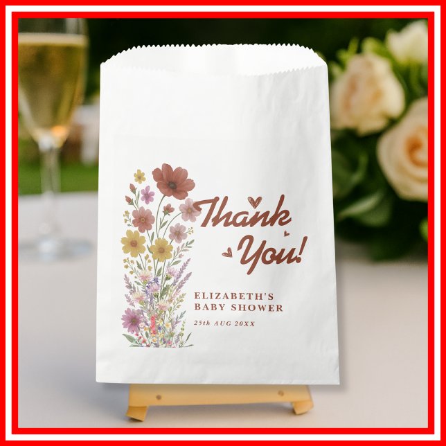 Papel Boho Naranja Quemada | Bolsa de Favor de Flor Silv (Subido por el creador)