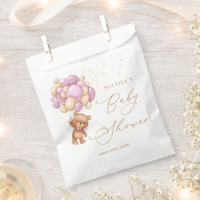 Papel Bolsa Baby Shower Favor Bag de Teddy Bear Globos R (Cortado)