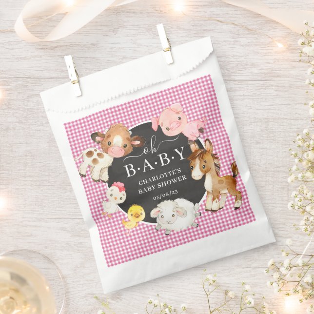 Papel Bolsa Baby Shower Favor para animales de granja (Cortado)