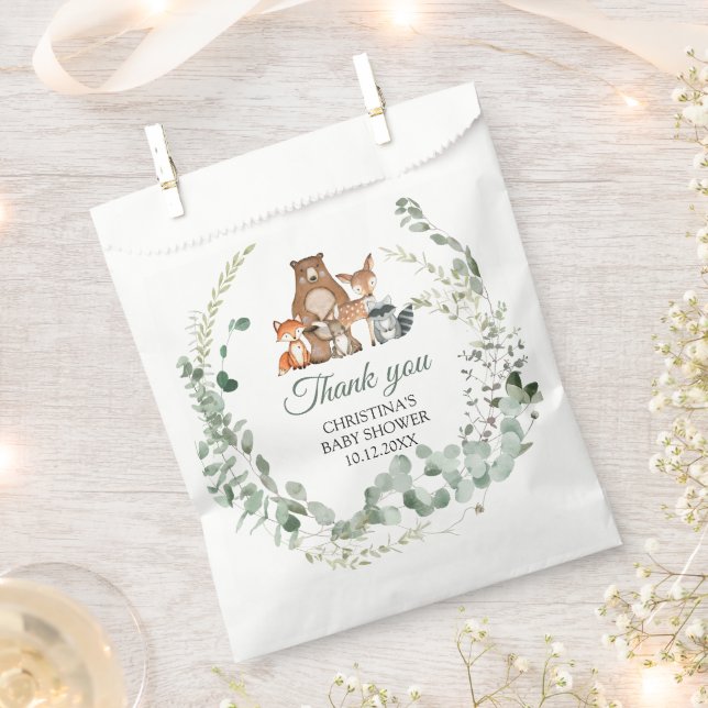 Papel Bolsa Baby Shower Favor para animales de Woodland (Cortado)