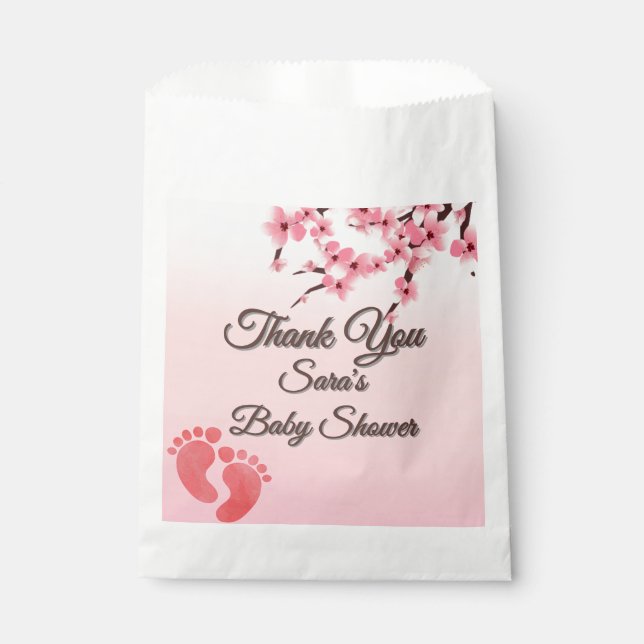 Papel Bolsa Baby Shower Favorito de cerezo personalizada (Anverso)
