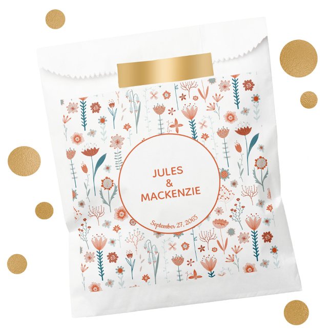 Papel Bolsa Boho Favor de las flores de verano escandina (Scandinavian wild flower wedding favor bag)