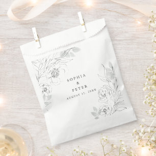 Papel Bolsa Botánica de Favor de Boda de Ilustracion Flo