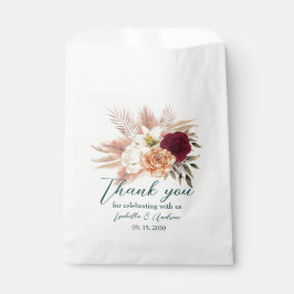 Papel Bolsa de agradecimiento de boda con flores esmeral