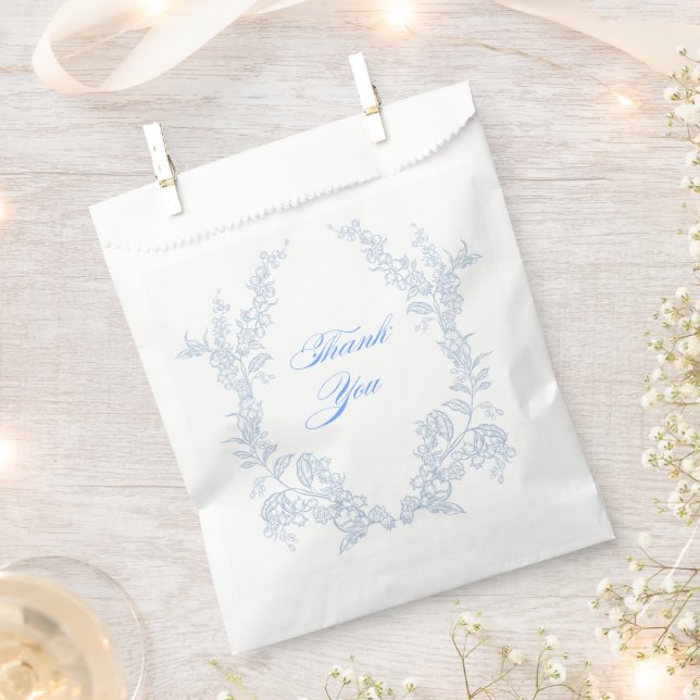 Papel Bolsa de agradecimiento Floral Azul (Cortado)