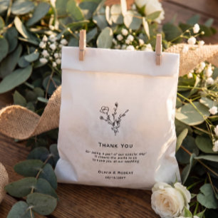 Papel Bolsa de agradecimiento para boda con flores rústi