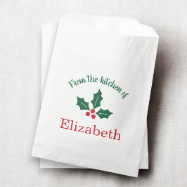Papel Bolsa de cocina de Navidad personalizada con acebo