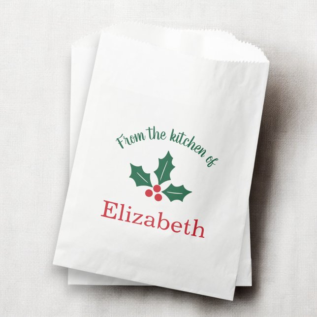 Papel Bolsa de cocina de Navidad personalizada con acebo (Subido por el creador)