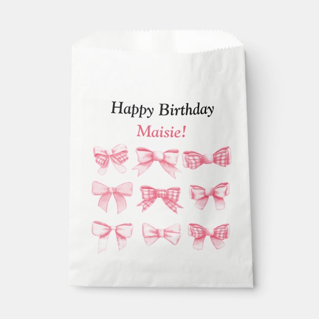 Papel Bolsa de Cumpleaños con Lazo Rosa Pastel (Anverso)