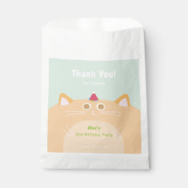 Papel Bolsa de Cumpleaños Verde Menta con Gato y Sombrer