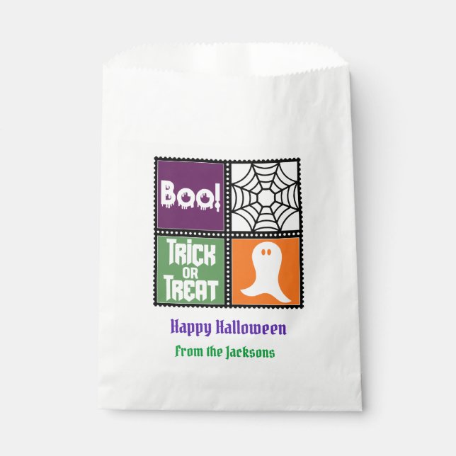 Papel BOLSA DE DULCES. Frases de Halloween para Truco o  (Anverso)