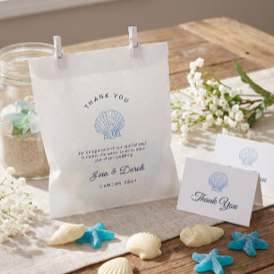 Papel Bolsa de Favor Azul de Agradecimiento para Boda de