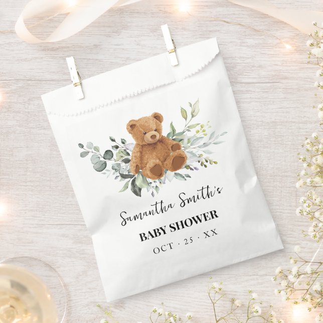 Papel Bolsa de Favor Baby Shower Bear Eucalyptus Greener (Cortado)