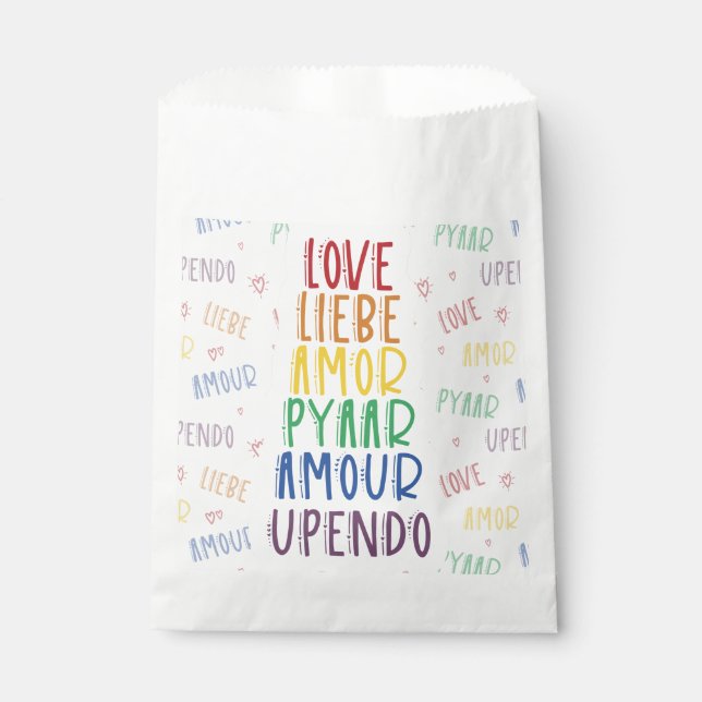 Papel Bolsa de Favor Blanco Arcoíris de Amor en Muchos I (Anverso)