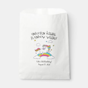 Papel Bolsa de Favor Blanco Arcoíris Unicornio
