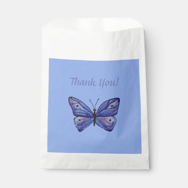 Papel Bolsa de Favor Blanco Personalizado de mariposa az (Anverso)