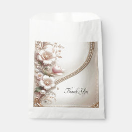 Papel Bolsa de Favor con Adornos Florales y Perlas