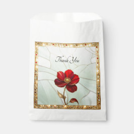 Papel Bolsa de Favor con Flor Roja de Vidrio Pintado