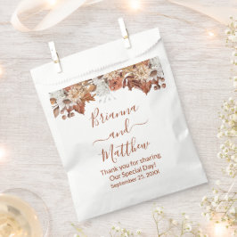 Papel Bolsa de Favor con Floral de Otoño sobre Blanco