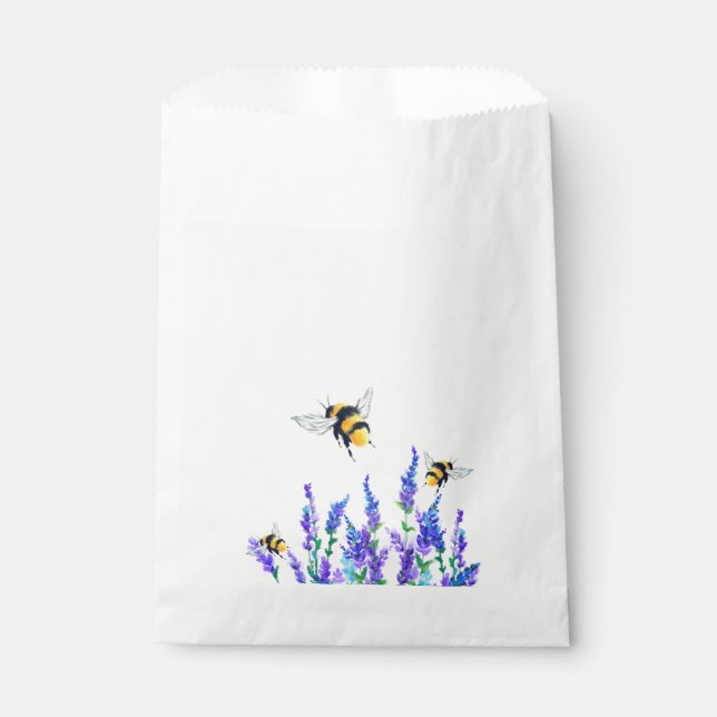 Papel Bolsa de Favor con Flores de Primavera y Abejas (Anverso)