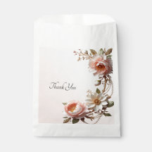 Bolsa de Favor con Flores Decorativas Rosadas y Bl