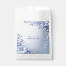Bolsa de Favor con Flores Ornamentadas Azules y Pe