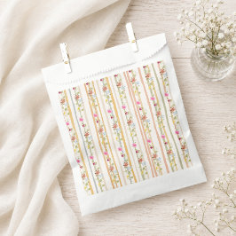 Papel Bolsa de Favor con Flores y Rayas en Pastel Vintag